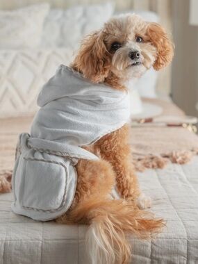 Harry Barker white gingham trim dog robe NWT $48 MSRP
